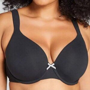 Lane Bryant Cacique Womens Bra Full Coverage Size 44H Black Cotton Blend Bow